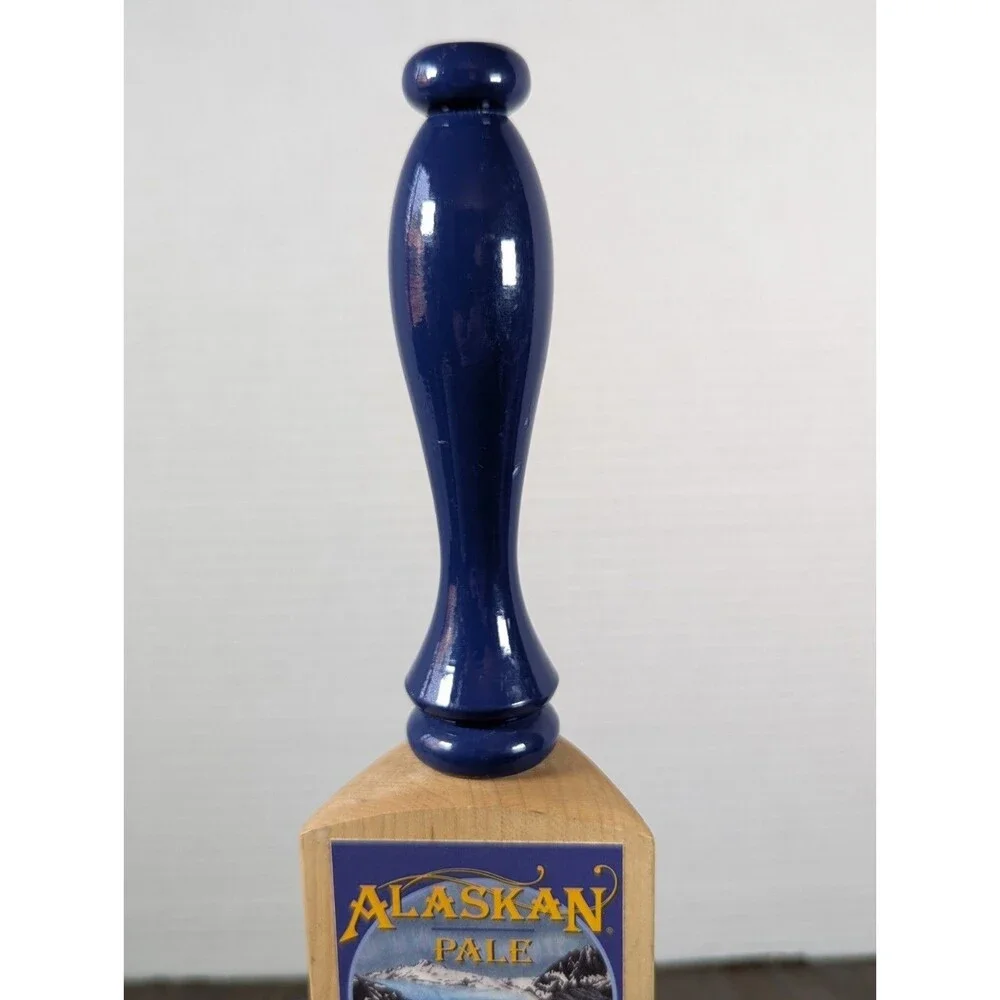 Alaskan Pale Ale Wooden Beer Tap Handle Three Sided Logo Brass Golden Ale